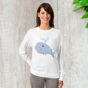 Camiseta Baleia-branca com abertura de água animal adorável