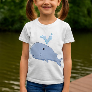 Camiseta Baleia-branca com abertura de água animal adorável