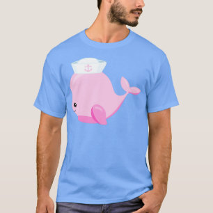 Camiseta Baleia-branca-velejadora Baleia-pequena-rosa-balei