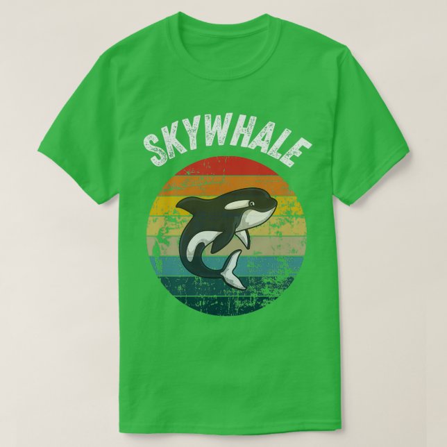 Camiseta Baleia-Cale-Cale-Cale Retro Sunset Orca Whale (Frente do Design)
