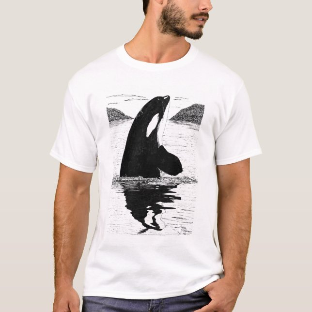 Camiseta Baleia, caneta e tinta de assassino da (Frente)