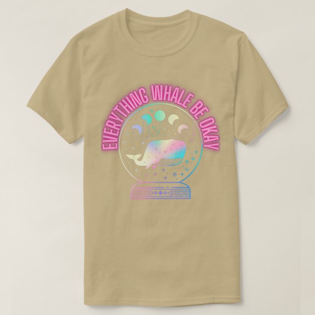 Camiseta Baleia Celestial com Fases da Lua Holo Neon Waterc (Frente do Design)