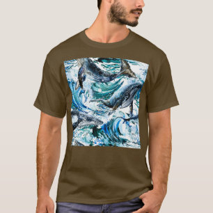 Camiseta baleia com padrão de ondas
