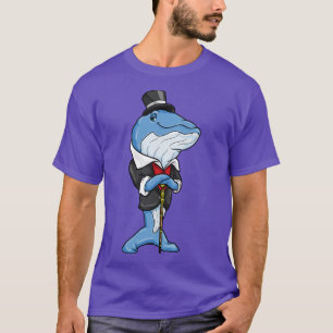 Camiseta Baleia como noivo com arco de jaqueta e bengala