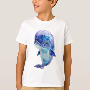 Camiseta Baleia Còsmica de Aquarela para Crianças