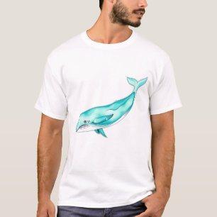 Camiseta Baleia de Aqua Watercolor Teal
