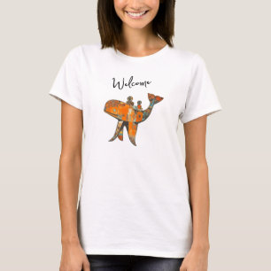 Camiseta Baleia de arte em estilo retrô ingênuo