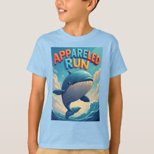 Camiseta Baleia de Desenho Animado: Corrida Aprontada