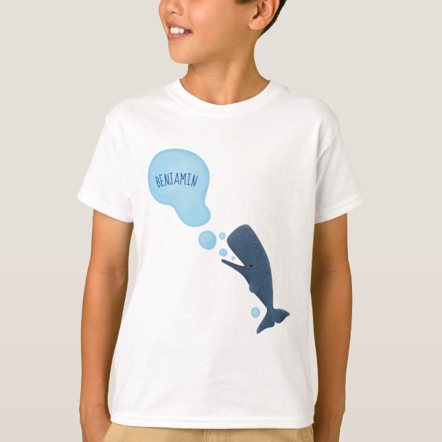 Camiseta Baleia de esperma branca soprando cartoons (Frente)