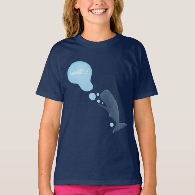 Camiseta Baleia de esperma branca soprando cartoons (Frente)