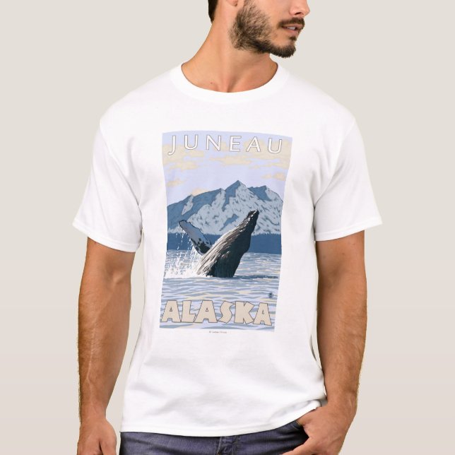 Camiseta Baleia de Humpback - Juneau, Alaska (Frente)