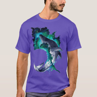 Camiseta Baleia de Salto de Aquarela 1