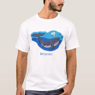 Camiseta Baleia e caricatura branca de vitelo