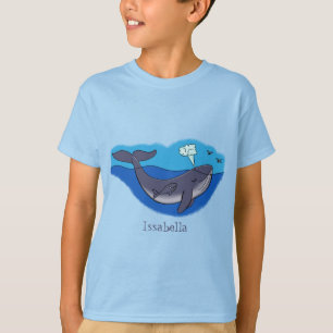 Camiseta Baleia e caricatura branca de vitelo