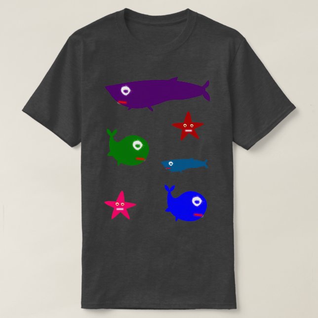 Camiseta Baleia e peixe-estrela (Frente do Design)