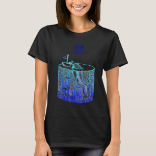 Camiseta Baleia em um jarro - Gradiente azul