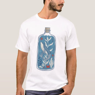 Camiseta Baleia Em Uma Garrafa Gráfico Náutico De Vida Oceâ