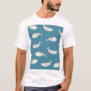 Camiseta Baleia escandinava, padrão dos animais marinhos