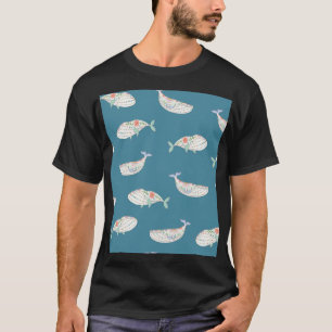 Camiseta Baleia escandinava, padrão dos animais marinhos