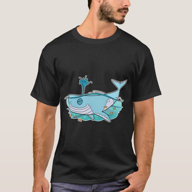 Camiseta Baleia Feliz Nadando (Frente)