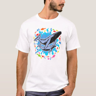 Camiseta Baleia-Mãe Protege Seu Bebê Acompanhado De Smo