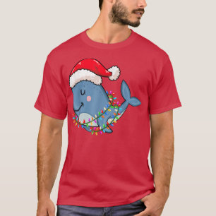 Camiseta Baleia Natal Vestindo Xmas Hat Whale Lov
