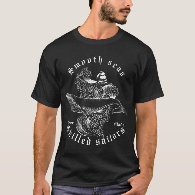 Camiseta Baleia Náutica Marinha Capturada No Mar Suave (Frente)