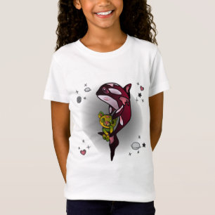 Camiseta Baleia Orca com Urso de Teddy no Espaço Design grá