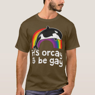 Camiseta Baleia Orca LGBT É Orcárie ser Gay Rainbow Gay P