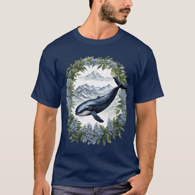 Camiseta Baleia Physeter macrocephalus Com Laurel-da-montan (Frente)