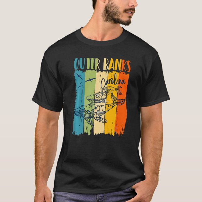 Camiseta Baleia Retro Bancos Exteriores Correspondentes à M (Frente)