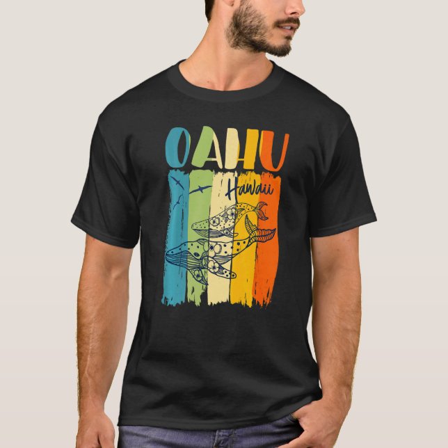 Camiseta Baleia Retro Oahu Hawaii Correspondendo Melhor Ami (Frente)