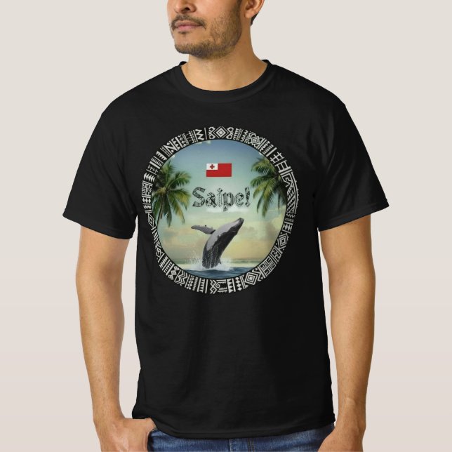 Camiseta Baleia Tonga Eua fora da rede ilha do Pacífico (Frente)