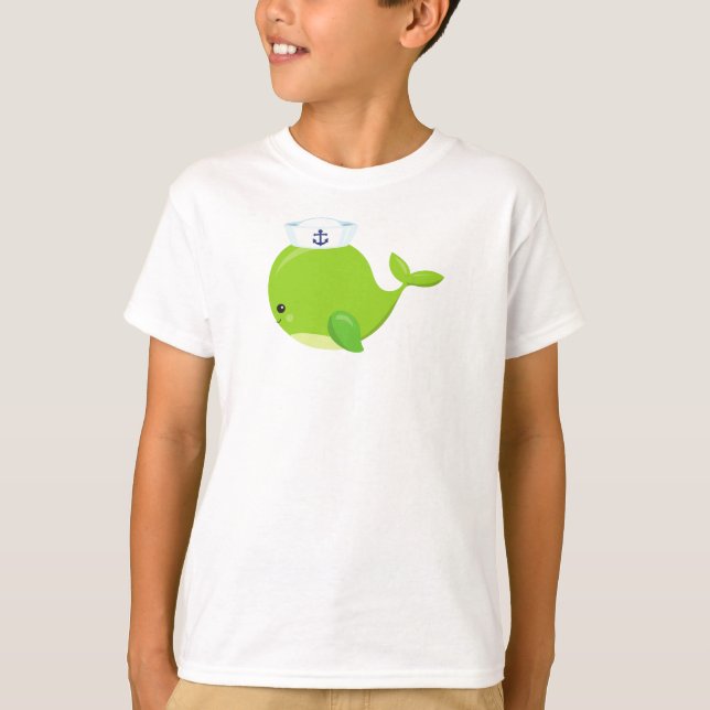 Camiseta Baleia-vela, Baleia-branca, Baleia-bebê, Baleia-ve (Frente)