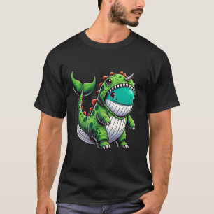 Camiseta Baleia Vestindo Fantasia de Dinossauro no Hallowee