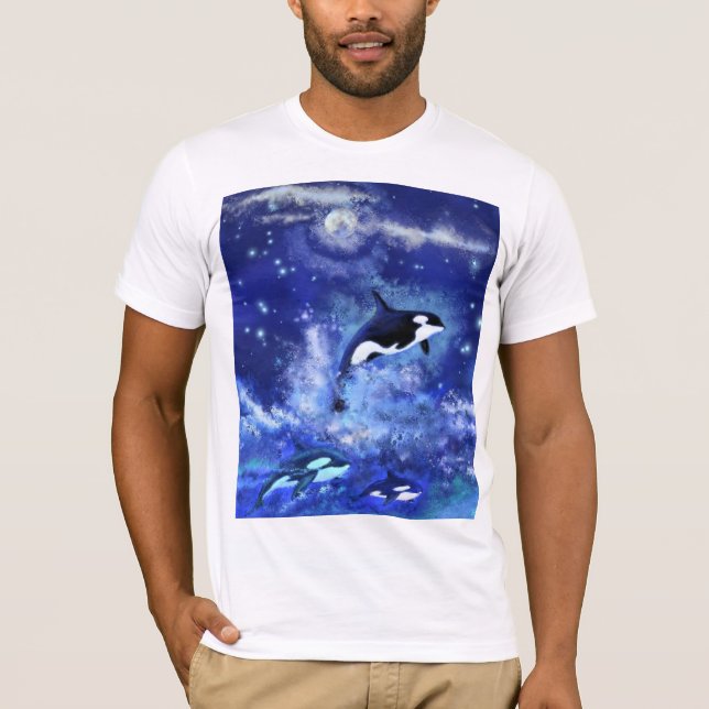 Camiseta Baleias Assassinas na Lua Cheia - Desenho de Arte (Frente)