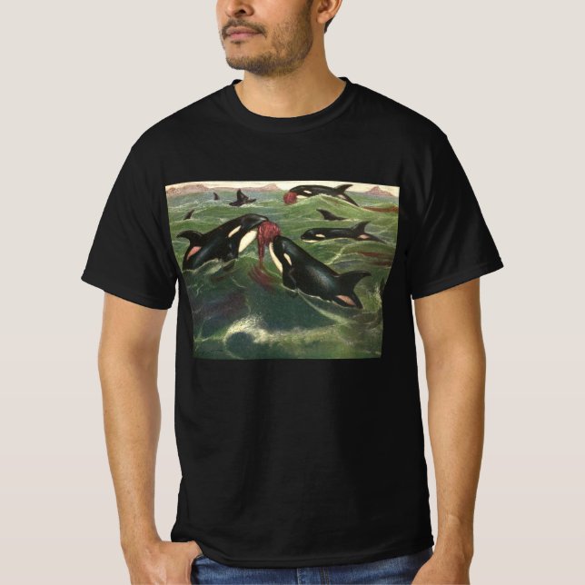 Camiseta Baleias-Assassinas ou Orcas, Mamíferos Marinhos (Frente)