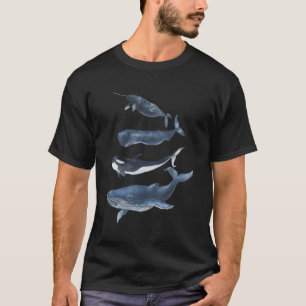 Camiseta Baleias Espécies Aquarelas Baleias