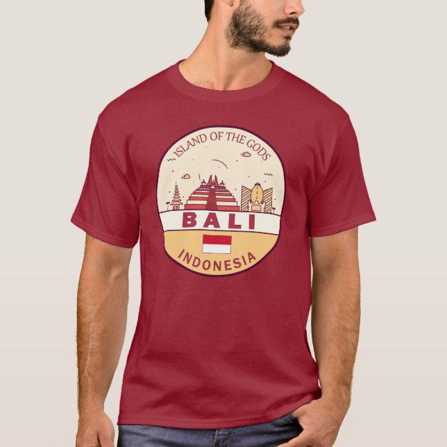 Camiseta Bali Indonesia Skyline Emblem (Frente)