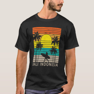Camiseta Bali Indonésia Surfer Surfing Girl Palm Tree Vacat