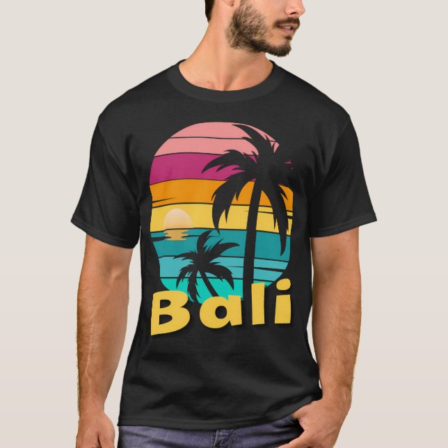 Camiseta Bali Indonésia - Vintage Tropical Sunset Bali Para (Frente)