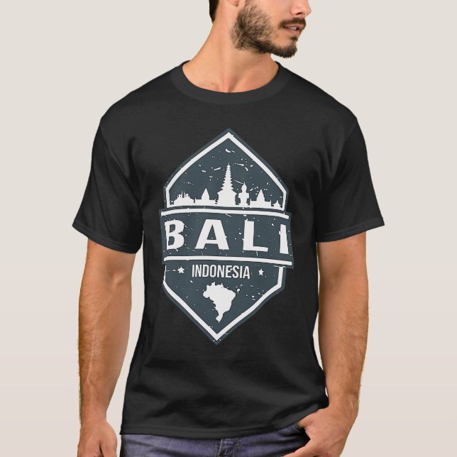 Camiseta Bali Indonesia With Bali Island And Silhoutte of C (Frente)
