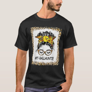 Camiseta Ball Auntie Life Messy Bun Leopard Imprime Softbal