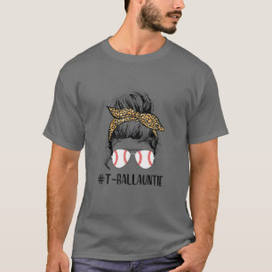 Camiseta Ball Auntie Life Messy Bun Leopard Imprime Softbal