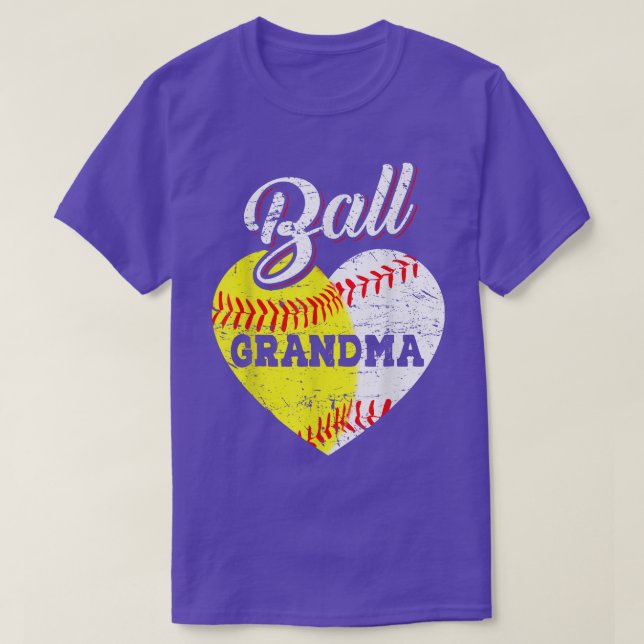 Camiseta Ball Avó Baseball Softball Heart  (Frente do Design)