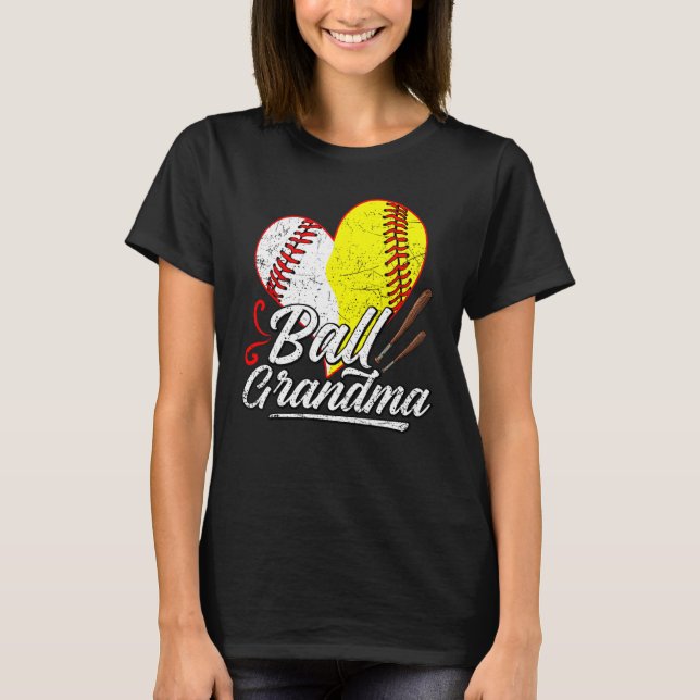 Camiseta Ball Grandma Baseball Softball Mom Heart Womens Mo (Frente)