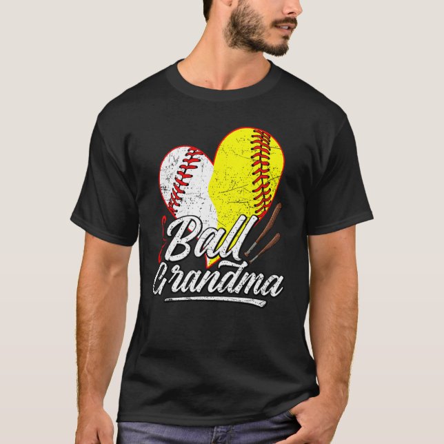 Camiseta Ball Grandma Baseball Softball Mom Heart Womens Mo (Frente)