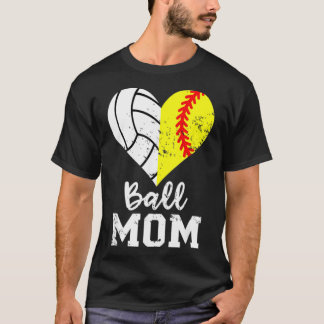 Camiseta Ball Heart Engraçado Jogador de Voleibol Softball