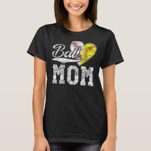 Camiseta Ball Mãe Baseball Softball Heart Sport