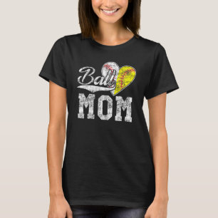 Camiseta Ball Mãe Baseball Softball Heart Sport
